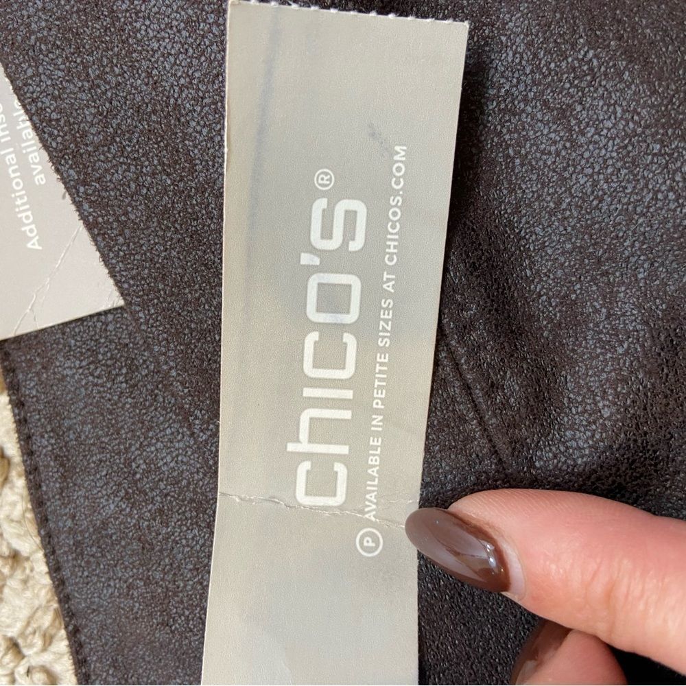 New with Tags Chico’s Faux Knit Suede Leggings Double Espresso Color Size 6 - Picture 11 of 12